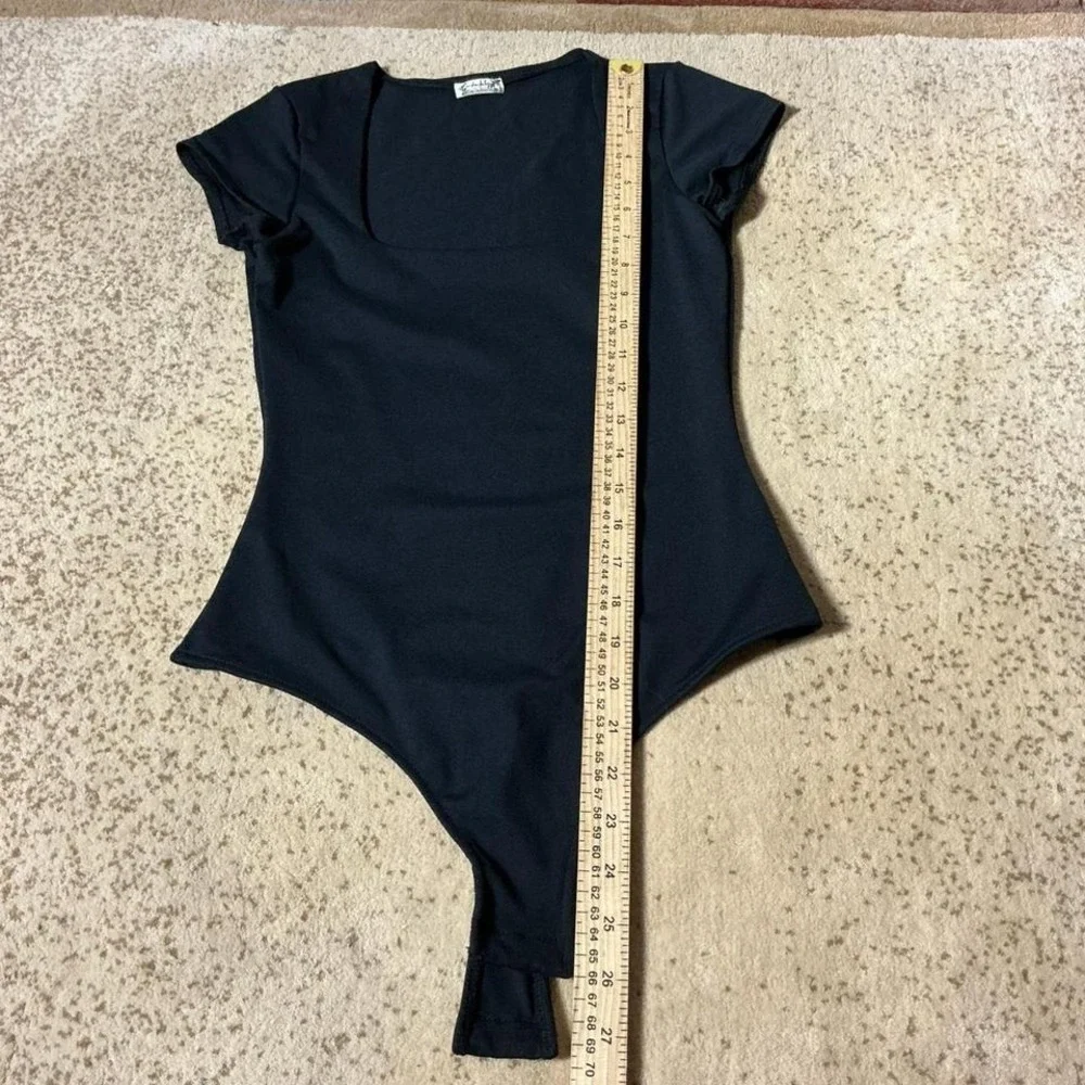 Intimately Free People Black Square Neck Short Sleeve‎ Thong Bodice XS Bodysuit